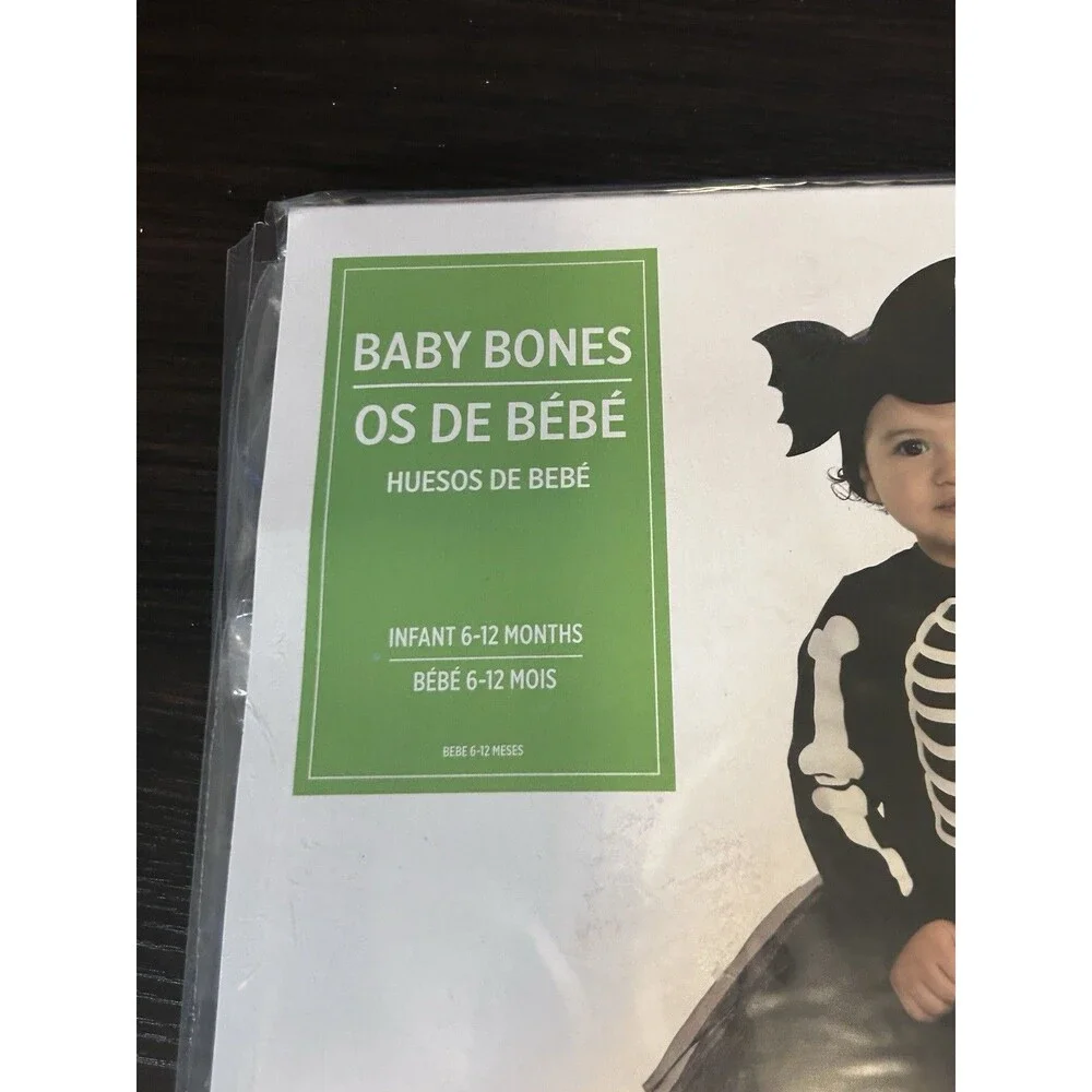 Baby Bones Infant Skeleton Costume 6-12 Months Halloween Tutu New Black White